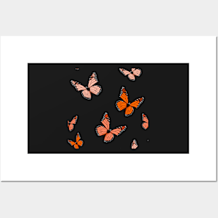 Orange Butterfly Pattern Posters and Art